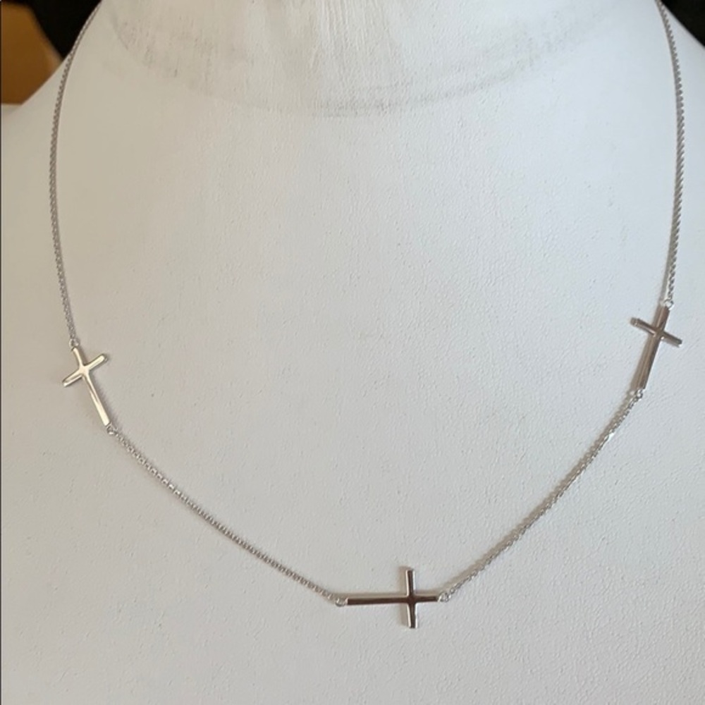 Sterling Silver 3 Cross Necklace 18” inches Chain